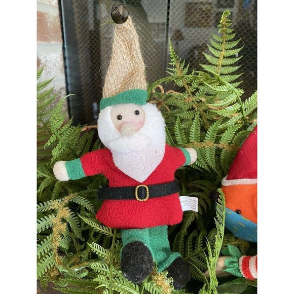 Lot of 3 Felt Santa Claus Bird and Elf Ornaments - Picture 9 of 12